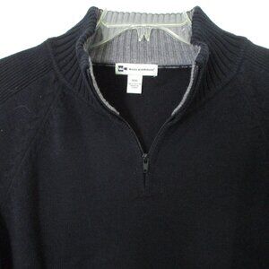Wilke-Rodriguez Mens L/S 1/4 Zip Black Cotton Knit Sweater - Size XXL